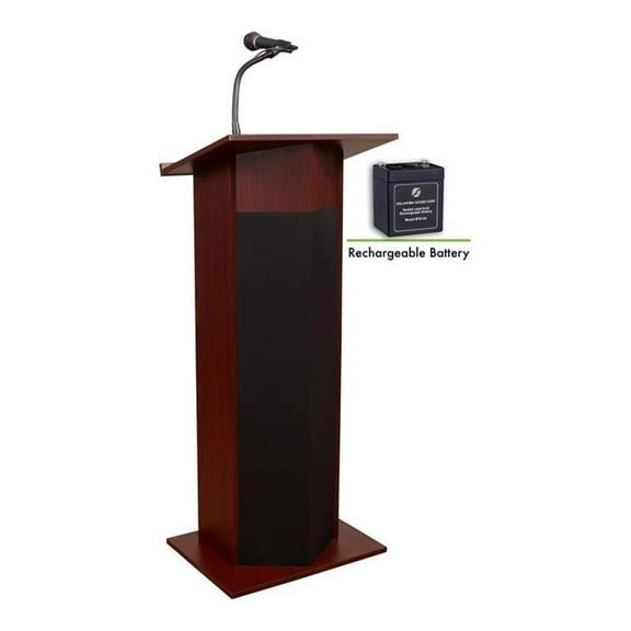 Oklahoma Sound Wood Power Plus Lectern and Rechargeable Battery in Mahogany