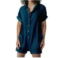 thumbnail image 2 of Fankiway Combinaison Chemise en Coton et Lin à Manches Courtes pour Femmes, 2 of 6