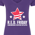 thumbnail image 4 of Inktastic Red Friday Remembering Everyone Deployed with Red American Flag Women's V-Neck T-Shirt, 4 of 5