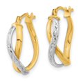 thumbnail image 2 of Primal Gold 14 Karat Two-tone Diamond-cut Hoop Earrings, 2 of 4