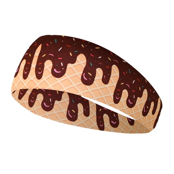 Ice Cream Baseball Headband for Men & Women - Athletic Elastic Sweatbands Wicking Headbands for Baseball, Basketball, Football, Tennis, Gym - Sports Wristbands & Headbands for Adults Teens #01Coffee