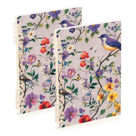 FORMRS 1-Subject Spiral Notebook 8" x 5" College Ruled 60 Refillable Sheet, 2 Pack, Purple Floral Pattern