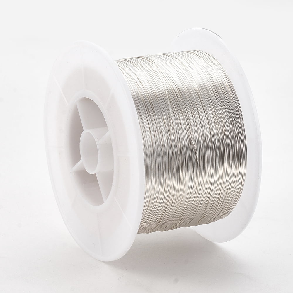 Round Copper Jewelry Wire Long-Lasting Plated Silver color Plated 18 Gauge 1mm about 229.65 Feet(70m)/500g