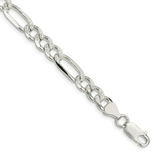 925 Sterling Silver 7.25mm Figaro Chain Bracelet