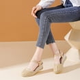 thumbnail image 5 of Women's Wedge Heels Espadrilles Platform Wedge Sandals,Open Toe Ankle Strap Platform Sandals Yellow 8.5, 5 of 6