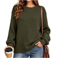 thumbnail image 2 of Xdegoge Womens Ribbed Knit Pullover Sweater Crewneck Long Sleeve Slouchy Tops Button Shoulder Detail Casual Cozy Fall Winter Chunky Shirts, 2 of 8