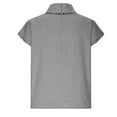 thumbnail image 5 of POTETI Summer Shirts for Women Cotton and Linen Shirts for Women High Neck Short Sleeve Blouse, 5 of 6