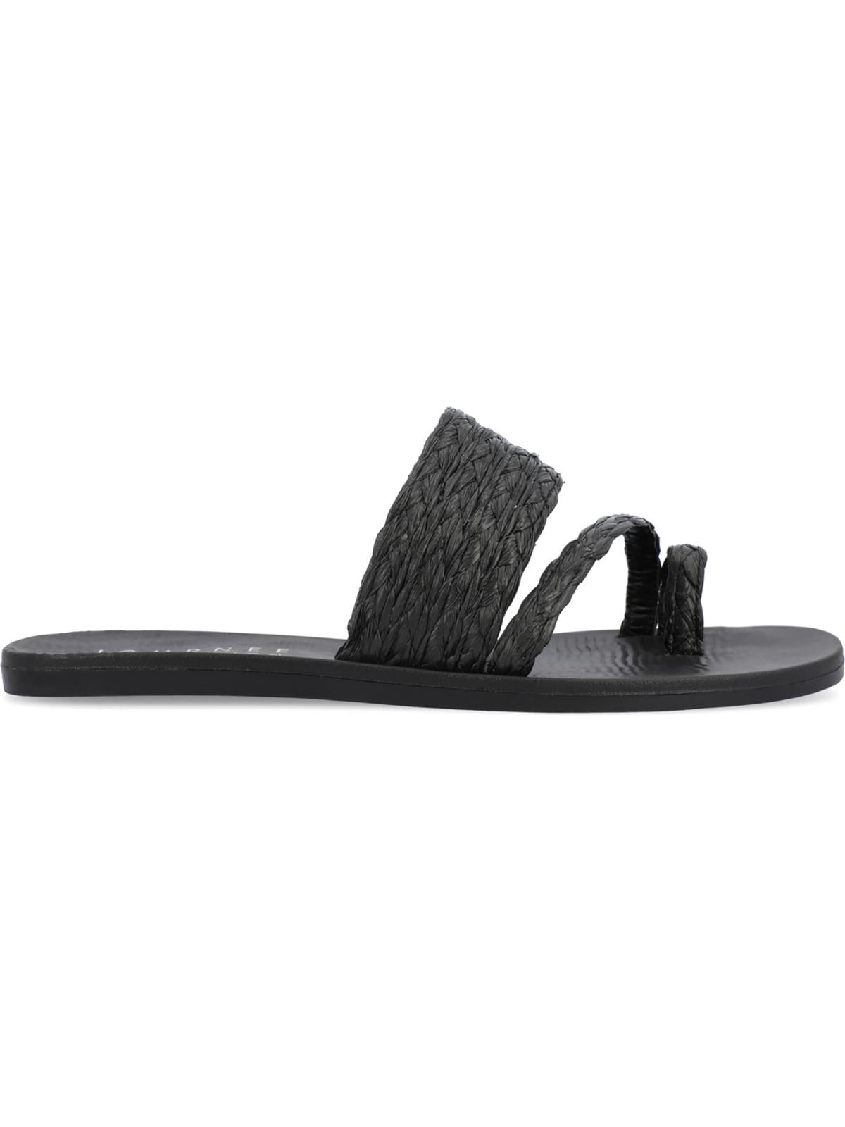 Journee Collection Womens Zindy Toe-Loop Flat Slide Sandals