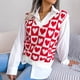 thumbnail image 4 of Chaleco de suéter de punto para mujer, suéter con cuello en V para mujer Chaleco de suéter con cuello en V para mujer Chaleco de suéter de punto con patrón de amor dulce Diseñado con precisión, 4 of 8