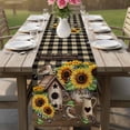 thumbnail image 4 of Yellow Sunflowers Table Runner - 48 Inch Long Western Star Brown Farmhouse Plaid Cotton and Linen Blended Dress Scarves Farmhouse Table Runner for Kitchen Dining, Coffee Table, 13" x 48", 4 of 8