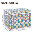 thumbnail image 5 of Yayeee Collapsible Cube Storage Bin with Lid Fabric Closet Decorative Basket with Handles, Blue Checkered Daisy, 5 of 7