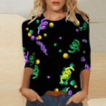 thumbnail image 2 of Outfmvch Chemises Mardi Gras pour Femmes, Manches 3/4 Hauts pour Femmes, Tenue Mardi Gras pour Femmes, Blouses pour Femmes, Hauts d'Entraînement pour Femmes, Tunique Graphique de Carnaval Manches 3/4 Col Rond Blouse Marine 4TG, 2 of 5