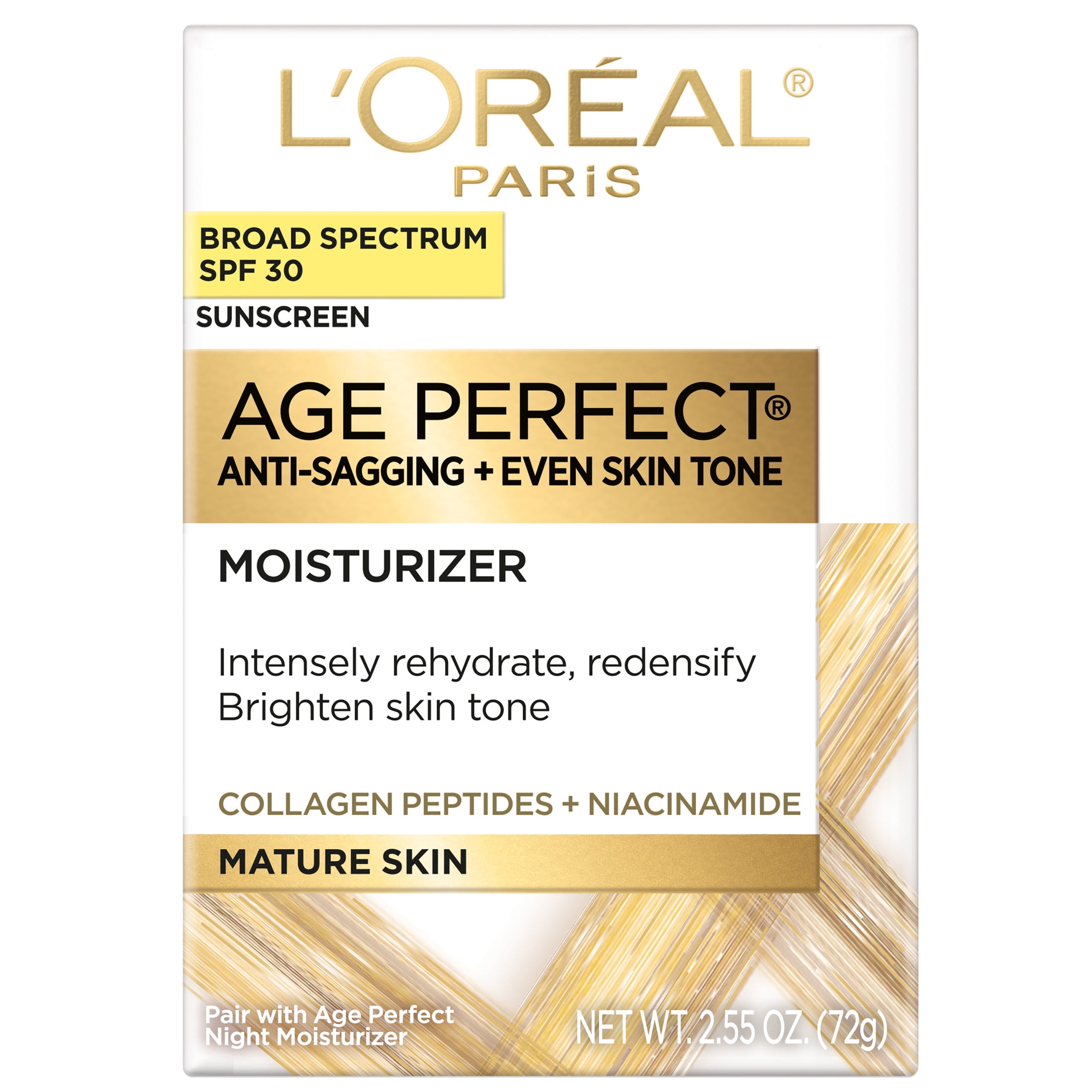(3 pack) L'Oreal Paris Age Perfect, Collagen, Peptides, Niacinamide,  Moisturizer SPF 30, Firming Face Cream, 2.5 oz