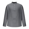thumbnail image 2 of Under $10 Men's Casual Shirts Long Sleeve Band Collar Summer Beach Lightweight Shirts with Button, 2 of 6