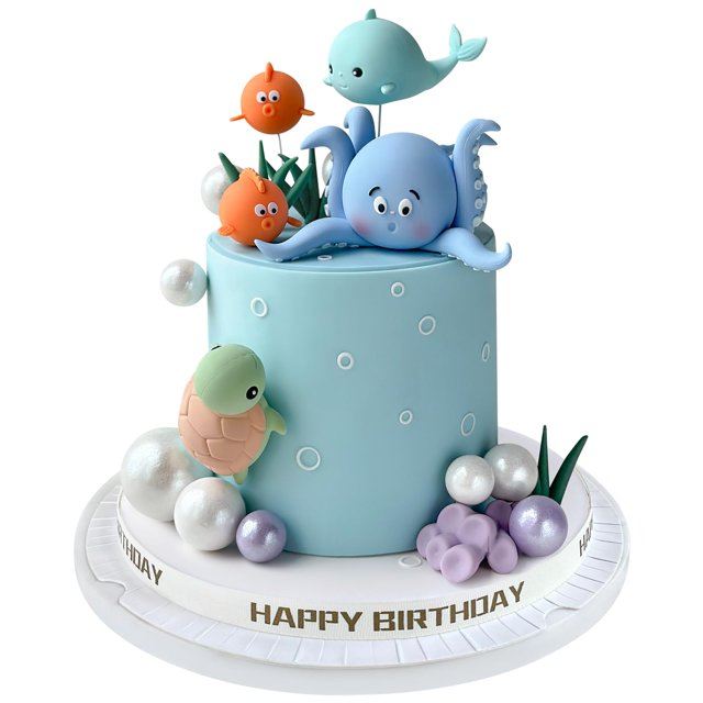 Decoración para tartas con forma de Zafena, animales marinos, 17 unidades