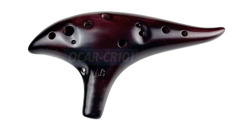 Premium Fine-Crafted Ceramic 12-Hole Alto C Ocarina Flute Black