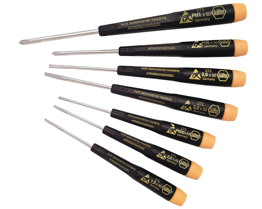 Wiha Tools Precision ESD Safe Conductive Screwdriver Sets, Slotted ...