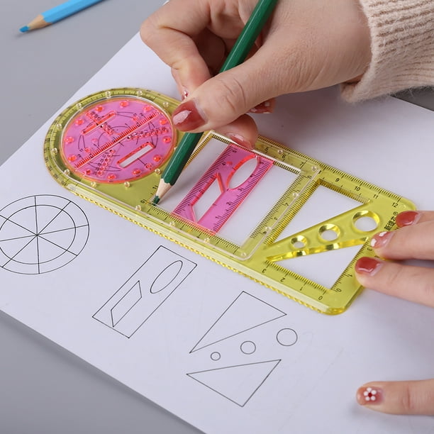 Regla de dibujo geométrico de plantilla de geometría estéreo matemática para la oficina de la escuela Ndcxsfigh Para estrenar