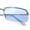 Silver - Blue, variant on Mens Spring Hinge Narrow Rectangular Rimless Classy Metal Rim Sunglasses All Black