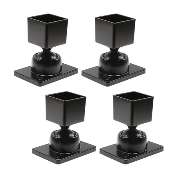 1" x 1" Adjustable Swivel Bracket Aluminum Fence - Residential Rail Mounts | Black | Pack of 4