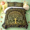 thumbnail image 2 of Homewish Bohemian Nature Botanical Tree Bed Spread Queen,Retro Flowers Queen Coverlet Set,Blue Green,Black Reversible,3-Piece, 2 of 7