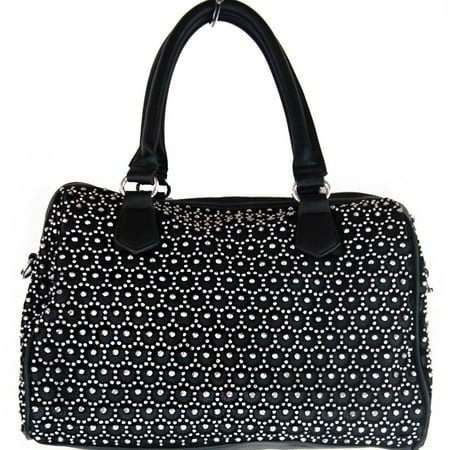 Studded Boston Bag Texas West Fashion Rhinestone Studded Bling Bling Boston Bag In Multi Color (Black) ()