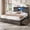 Gray, variant on Wooden Bed Frame Full Size with Bookcase Headboard and Sliding Barn Door, Farmhouse Bed Frame Full Size with Charging Station, LED Lights and 4 Storage Drawers, No Box Spring Needed, White