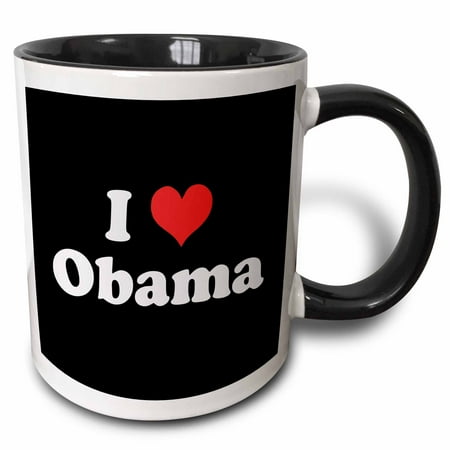 

3dRose I Love Obama - Two Tone Black Mug 11-ounce