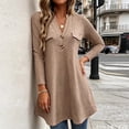 thumbnail image 4 of GaThRRgYP Tank Tops Ladies' Solid Color Casual Long Sleeved V-neck Fake Pocket Mid Length Pullover Top, 4 of 9