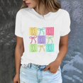 thumbnail image 2 of Plebaso T-Shirts de Pâques pour Femmes Manches Courtes Imprimés Graphiques Hauts Été Décontractés Amples, 2 of 6