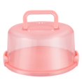 thumbnail image 1 of AMERTEER Round Cake Carrier with Handle Portable Handy Cupcake Holder Tray Pie Saver Fresh Keeping Food Cover Box for Cakes Cookies Pies (Pink), 1 of 6