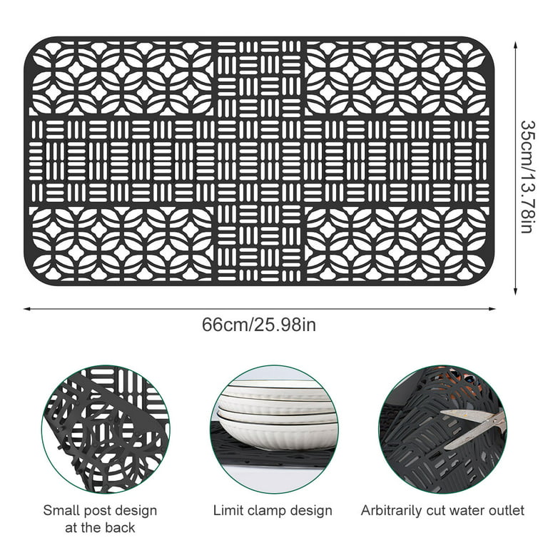 Austok Dish Drying Mat, Silicone Drying Mats for Kitchen Counter, Heat  Resistant Washable Rubber Drying Rack Mat for Dishes 