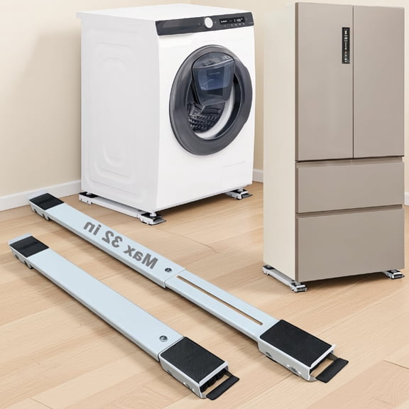 1-Pack Adjustable Appliance Roller Base, 20-32 Inch Extendable, 700 lbs Capacity Moving Stand for Washer Dryer Refrigerator, White