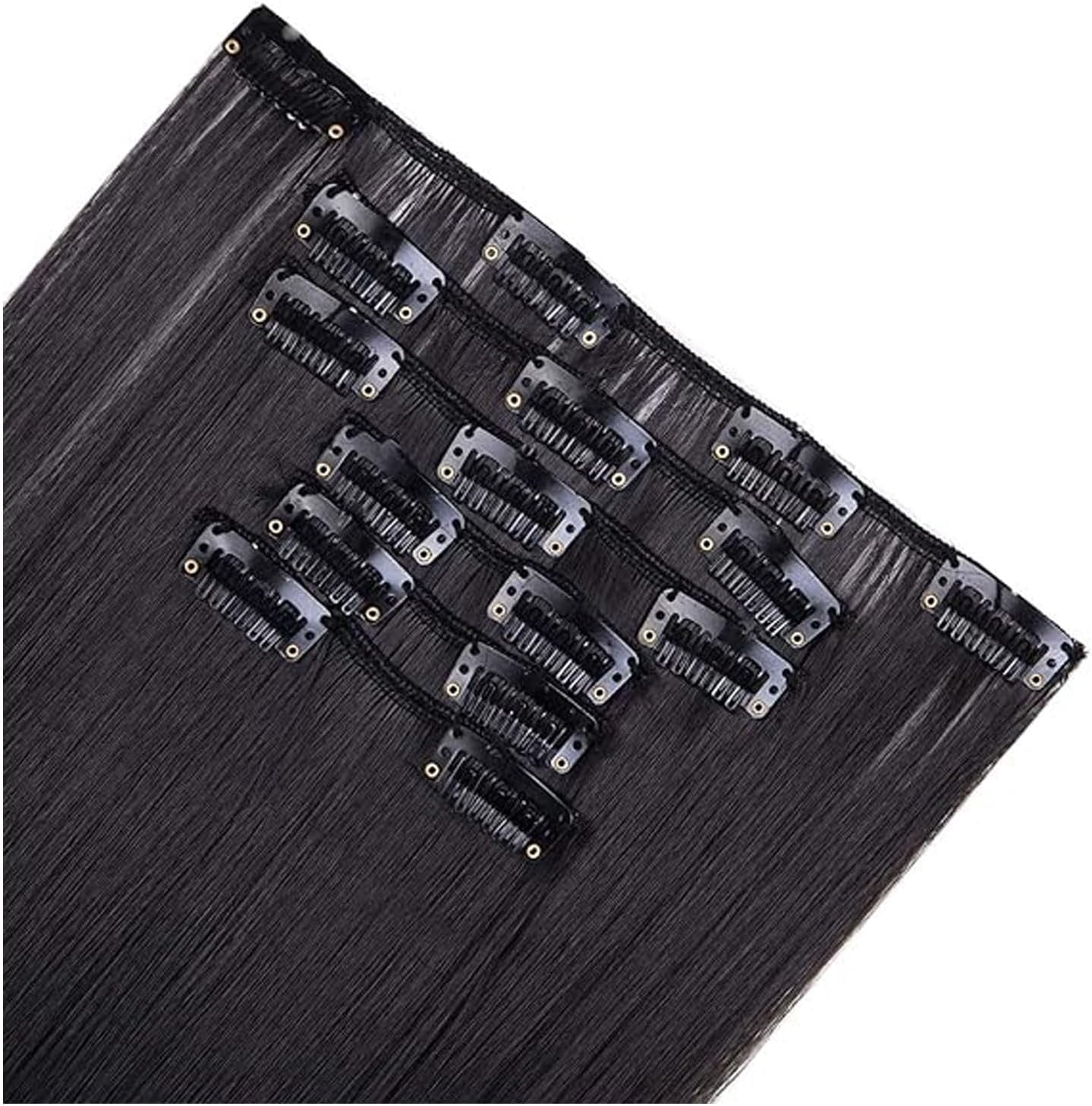 Aorsher 24 Inch Clip in Hair Extensions 6pcs Long Straight Synthetic Remy Hair Extensions Black Brown Mix Blonde Natural Looking Hair Piece for Daily Use
