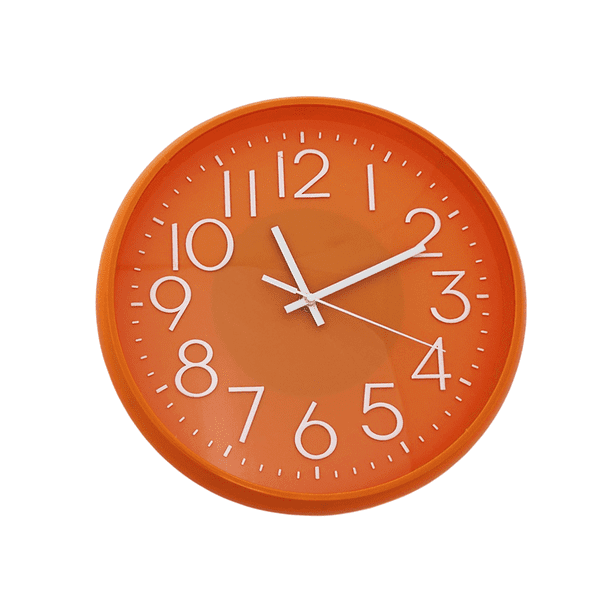 Reloj De Pared De Colores Análogo y Silencioso De Plástico naranja Mediano