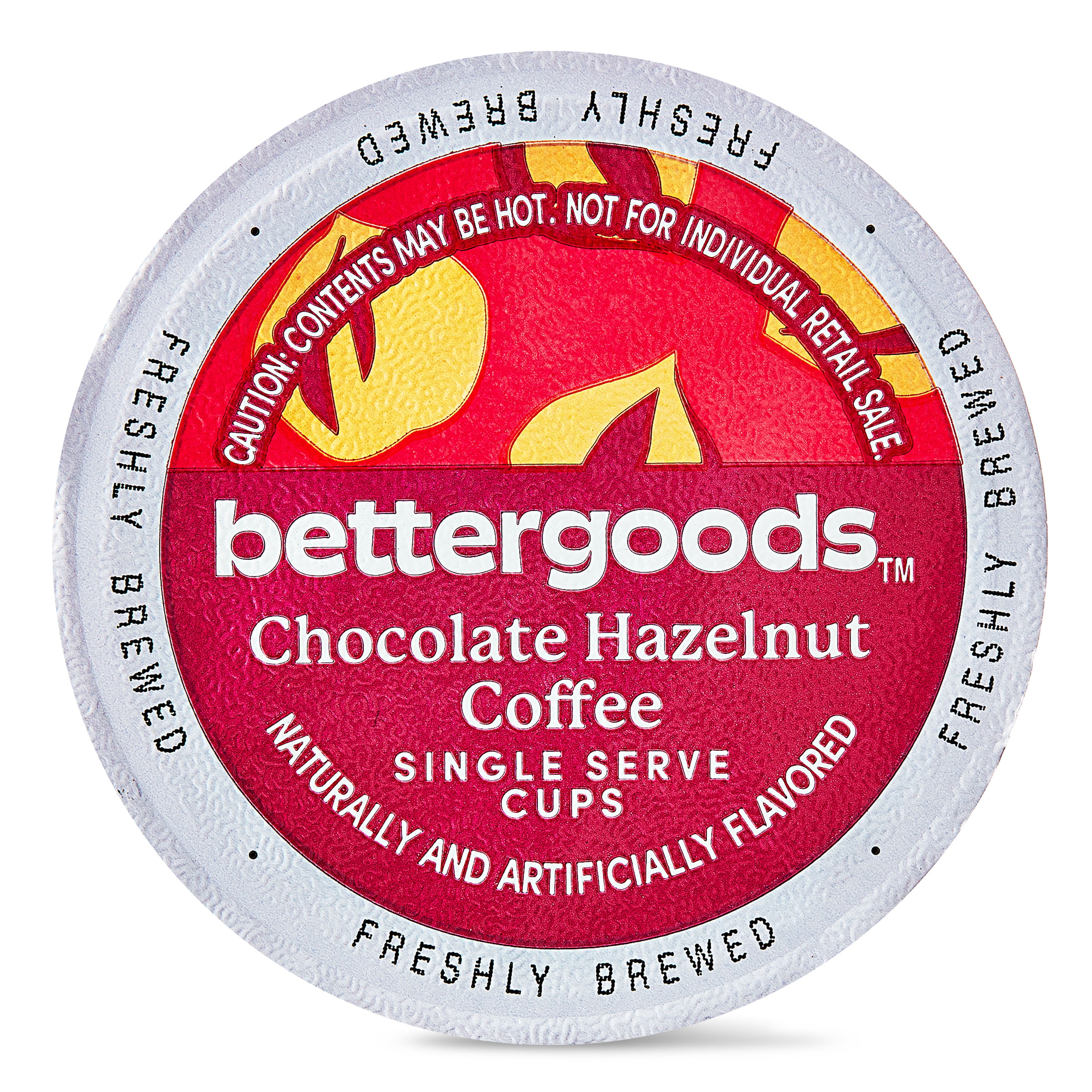 (6 pack) bettergoods Chocolate Hazelnut Flavored Coffee, Medium Roast, Single Serve Cups, 0.42 oz, 12 Count