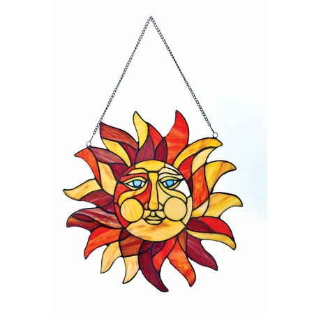 Sun Face Stained Glass Window Panel - 15
