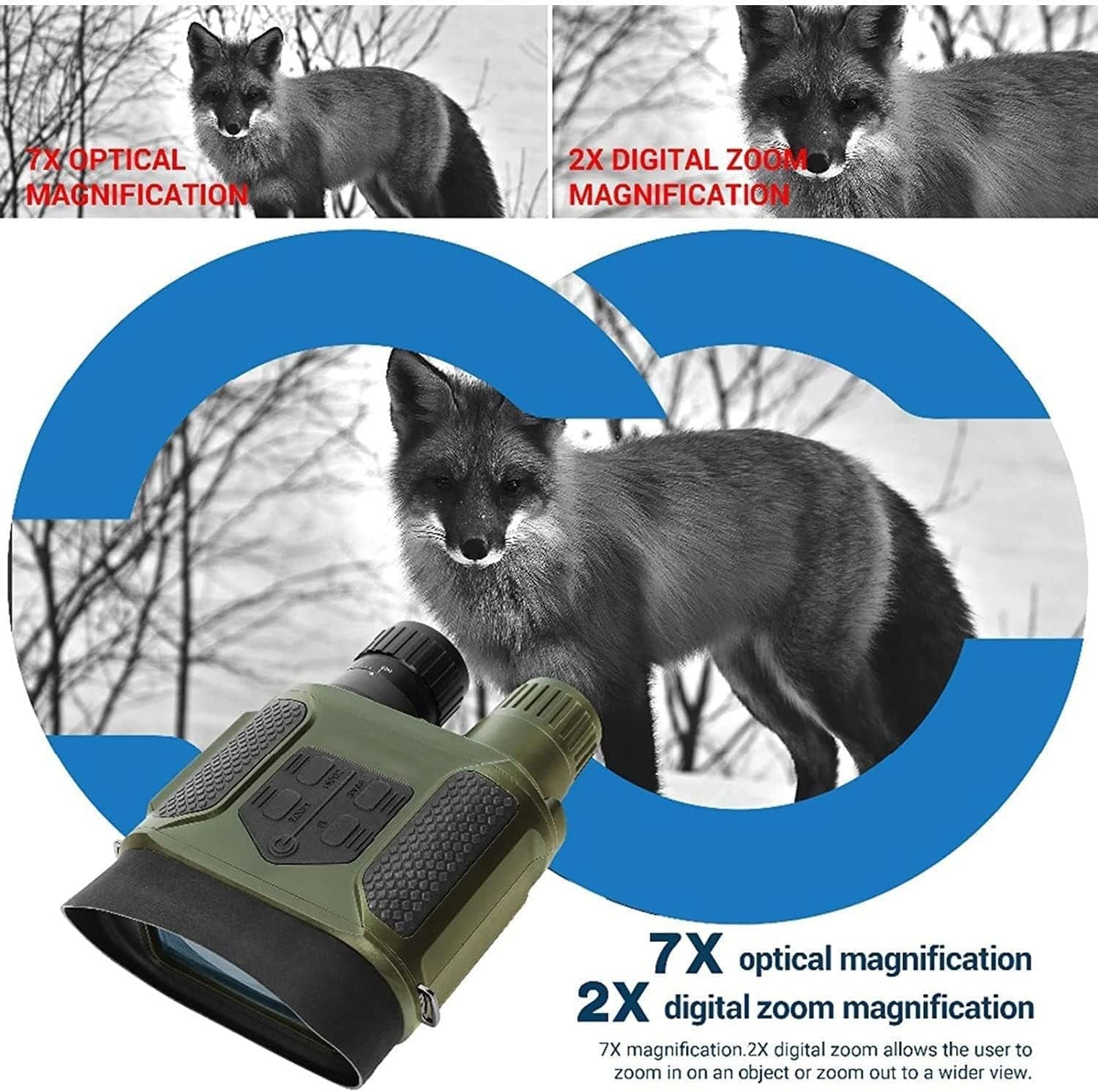 Night Vision Binoculars - Digital Infrared with Military-Grade Night Vision, 7x31mm Night Vision Goggles with Photos Videos Recorder Function, 2" LCD Infrared Binoculars