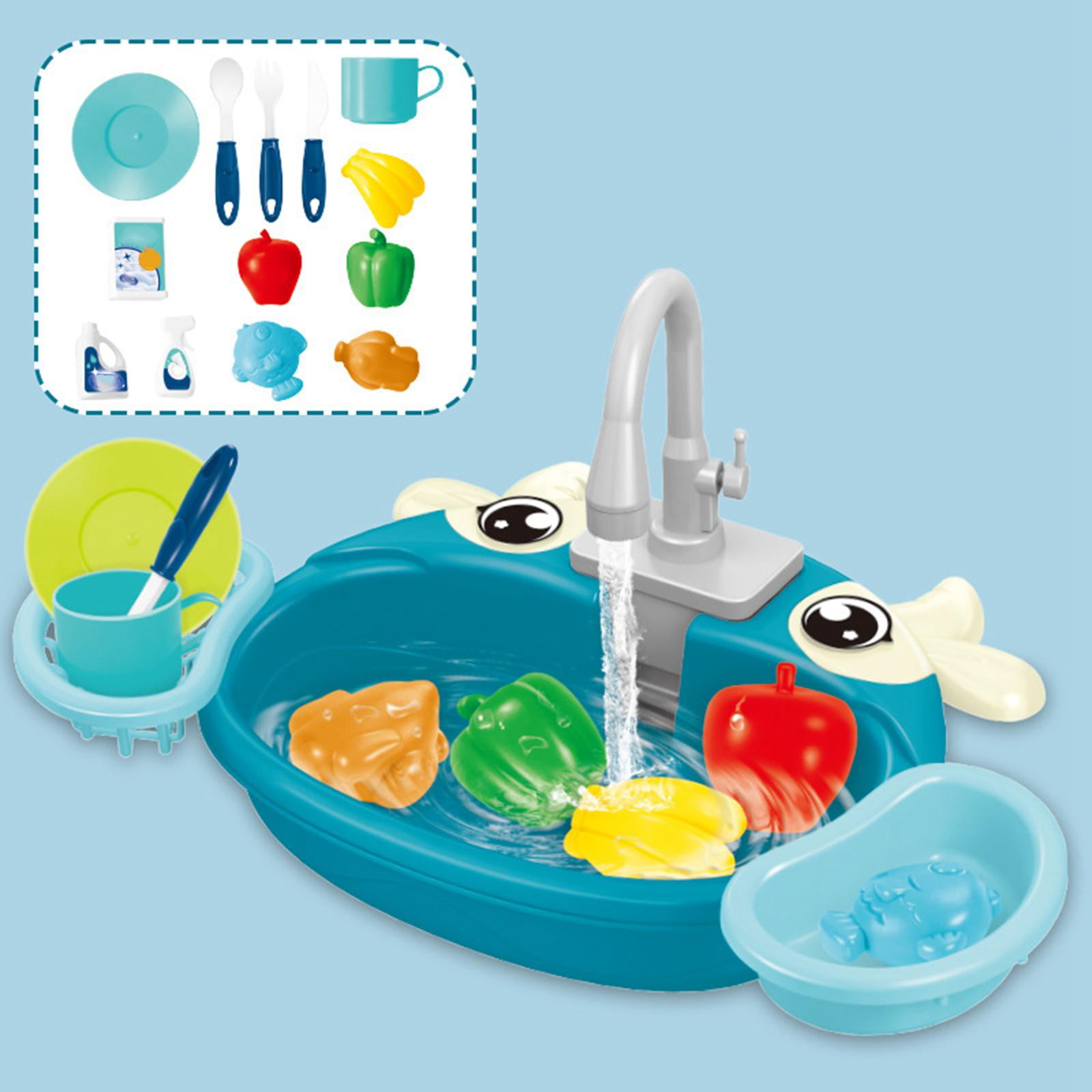 Kitchen Sink Toys with Water Pretend Accessories Sink Dishwashing Set