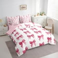 thumbnail image 3 of Manfei Pink Bowknot Bedding Comforter Set 7-Piece for Girls, Kawaii Bow Full Bedding Set, Cute Bowtie Fitted Sheet Flat Sheet, Lightweight Room Decor, 3 of 8