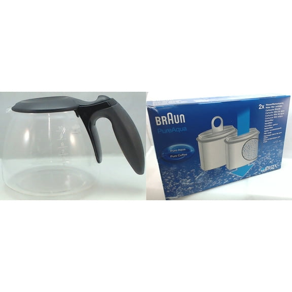 Braun Coffee Maker Carafe, AromaDeluxe, 0X63104704 & Water Filter 3112770 Kit