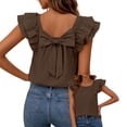 thumbnail image 2 of Favoffer Women Sleeveless Tops Round Neck Back Bow Ruffle Solid Loose Trendy Blouses Summer Tank Top Party Dating Banquet Leisure, 2 of 6