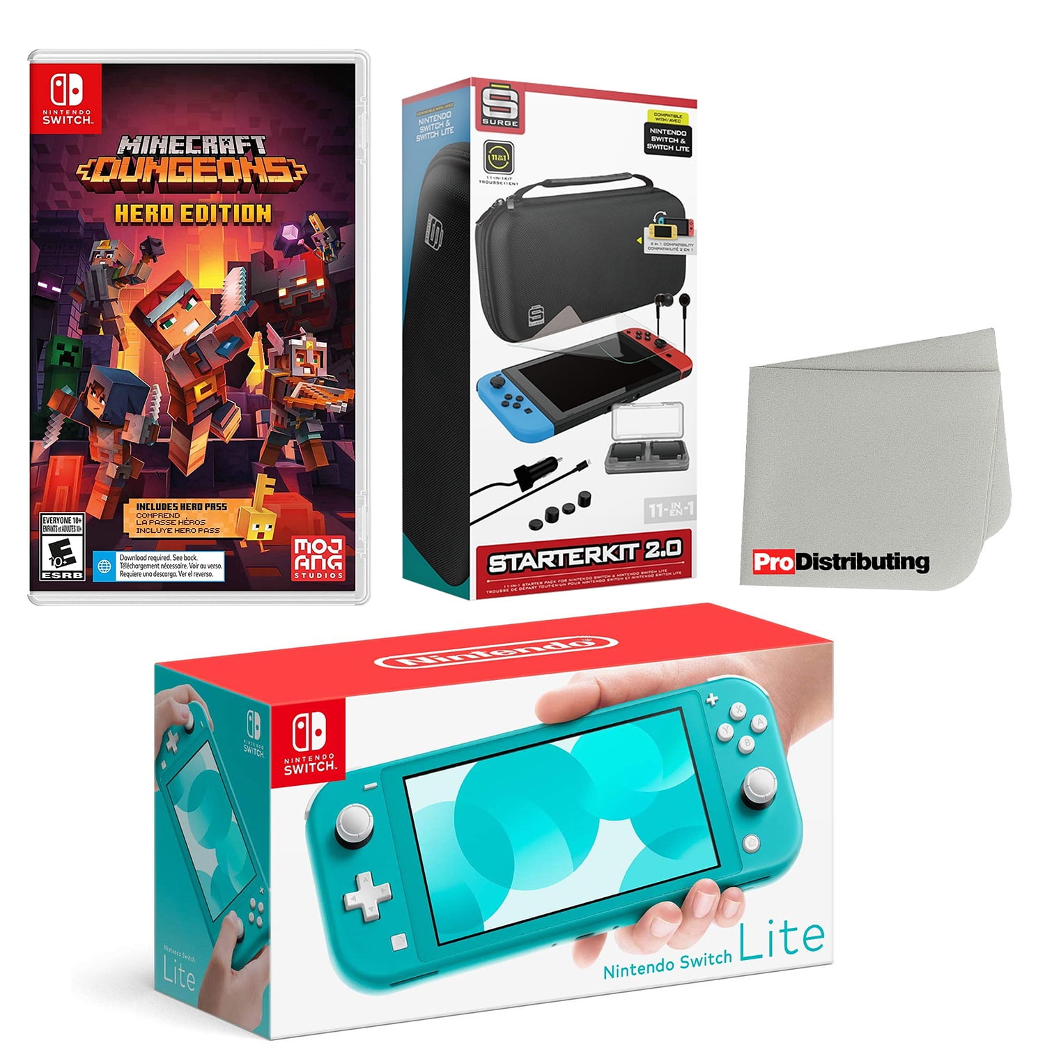 Nintendo Switch Lite Console Turquoise with Minecraft Dungeons Hero  Edition, Accessory Starter Kit and Screen Cleaning Cloth Bundle -  Walmart.com