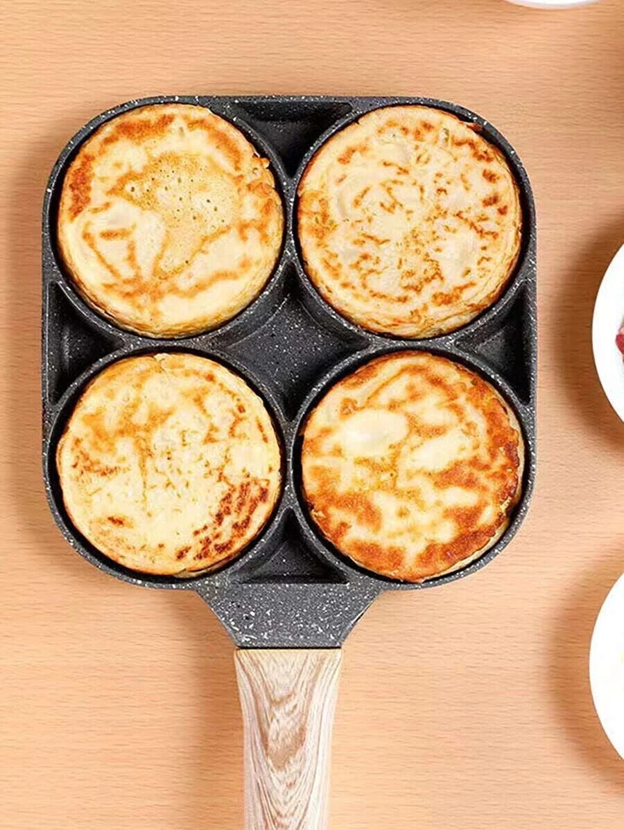 Egg Pancake Steak Nonstick Frying Pan Wood Handle Wok Stainless