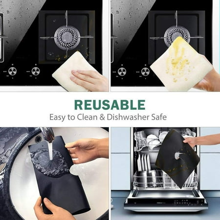 

PEONAVET Placemats Stove BurnerCovers Protectors 4Pack Black Burner Cover Reusable Heat Resistant