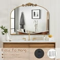 thumbnail image 6 of Gold Arched Mirror, 36"x29" Antique Bathroom Mirror with Wooden Frame, Vintage Ornate Baroque Decorative Mirror for Entryway, Fireplace, Living Room, 6 of 7