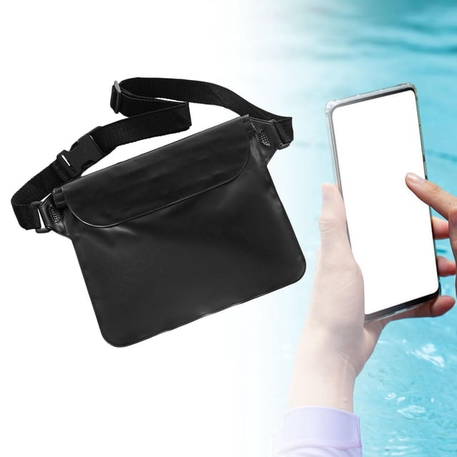 Riñonera impermeable, bolsa para teléfono, riñonera portátil, bolsa impermeable para viajes, playa, deportes al aire libre, Rafting, kayak Negro