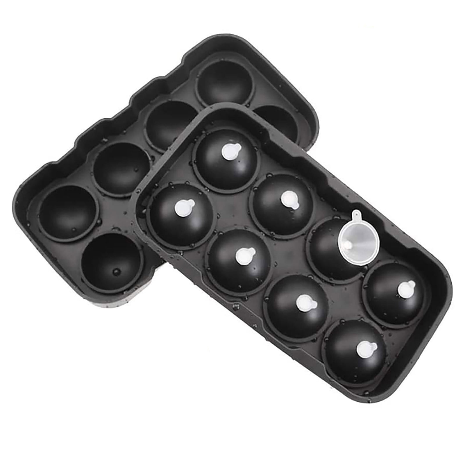 Pntutb Silicone 8Bar Hockey Puck Maker Round Ice Tray Mold with Funnel