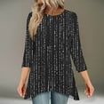 thumbnail image 2 of Womens Tunic Top 3/4 Long Sleeve Tunics for Women Plus Size Round Neck Longline Tops for Leggings Ladies Swing T Shirt Casual Loose Stretch Comfortable Blouses Shirts Black XL, 2 of 7