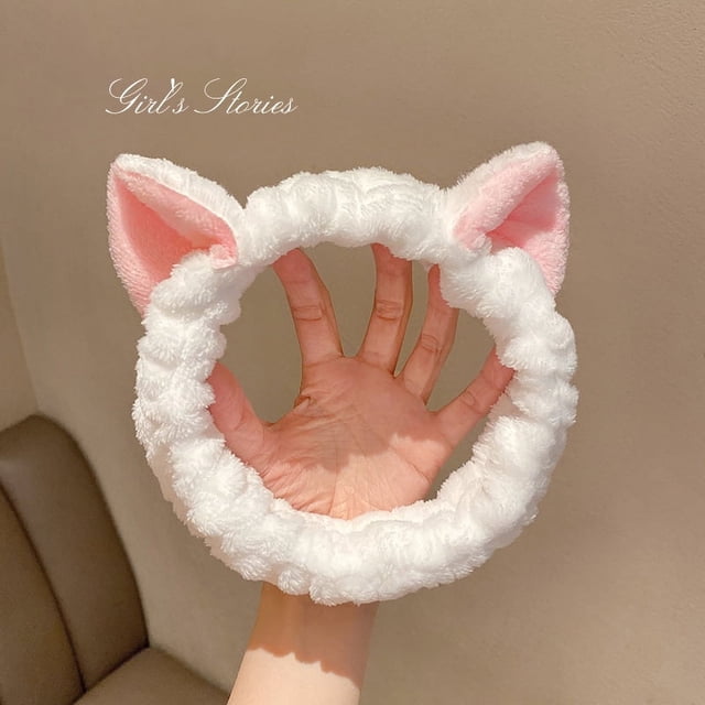 Diadema con orejas de gato para otoño e invierno, estilo coreano, para mujer, accesorios para el cabello de felpa para lavarse la cara